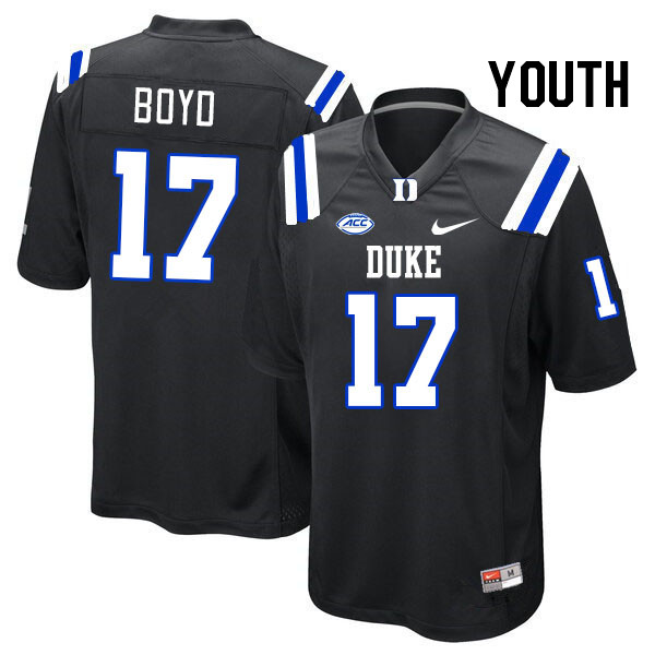 Youth #17 Quran Boyd Duke Blue Devils College Football Jerseys Stitched Sale-Black